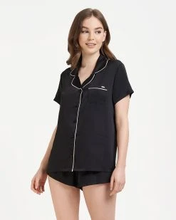 Bluebella shop 9 Bluebella - US Abigail Shirt And Short Set Black/Pale Pink