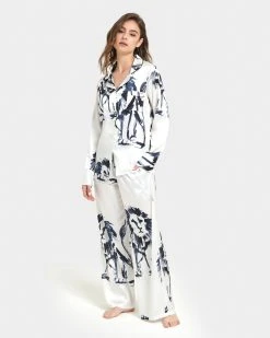 Bluebella shop 3 Bluebella - US Olin Luxury Satin Long Pajama Set White/Black